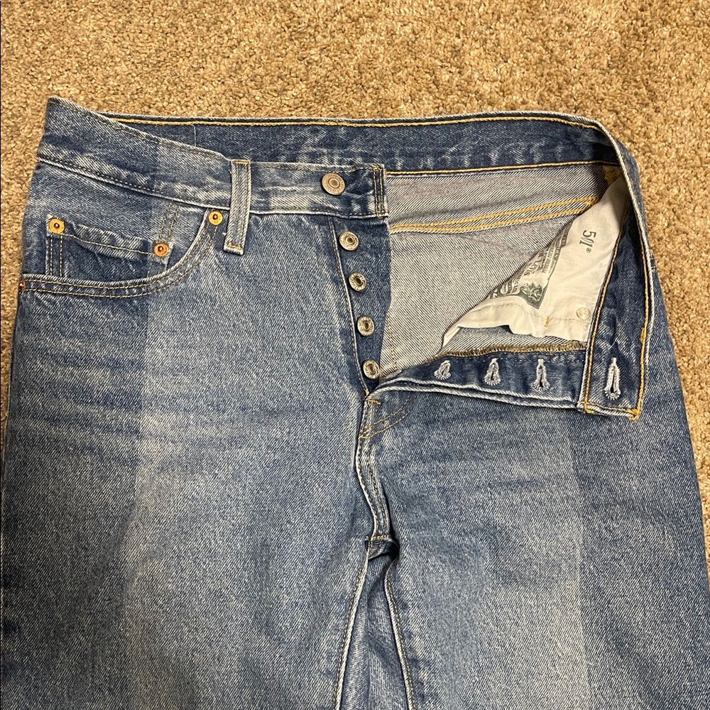 Levi’s classic 501 denim in two toned denim